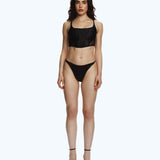 SATIN THONG BLACK