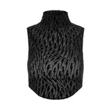 Flocked Mesh Crop Top Black