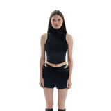 Satin High Neck Top Black