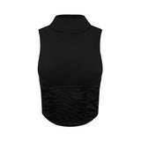 Satin High Neck Top Black