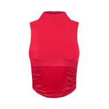 Satin High Neck Top Cherry Red