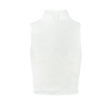 Satin High Neck Top White