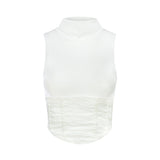 Satin High Neck Top White