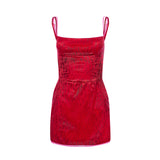 Satin Slip Dress Cherry Red