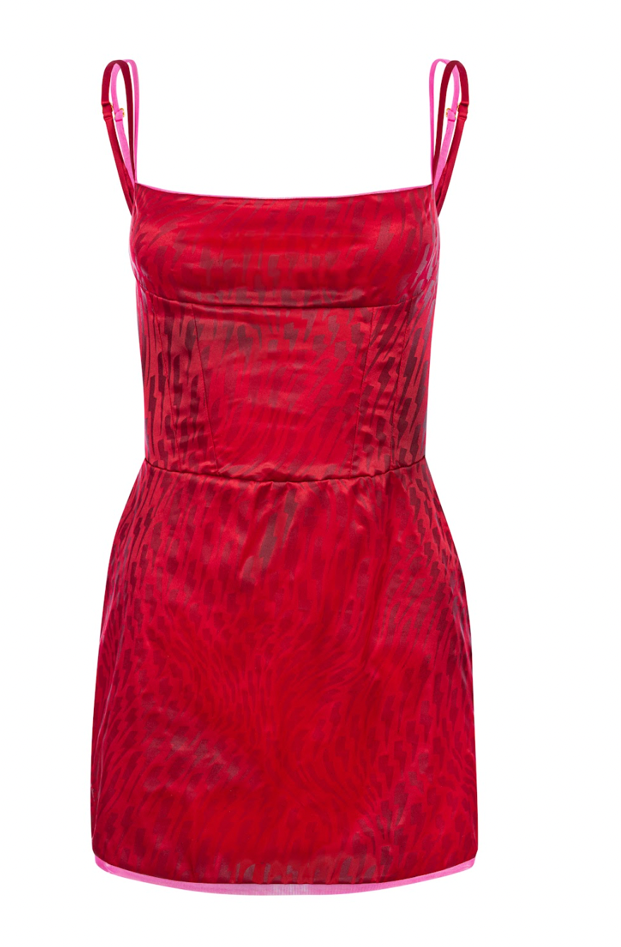 LUSCIOUS EXCESS RED SLIP DRESS