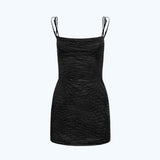 SATIN SLIP DRESS BLACK
