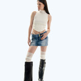 Satin High Neck Top White