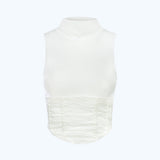 Satin High Neck Top White