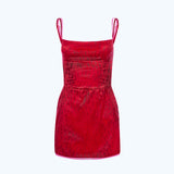 SATIN SLIP DRESS CHERRY RED