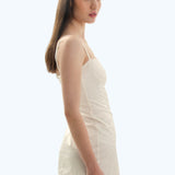 SATIN SLIP DRESS WHITE