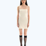 SATIN SLIP DRESS WHITE