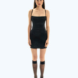 SATIN SLIP DRESS BLACK