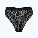 FLOCK MESH HIGH WAIST THONGS BLACK